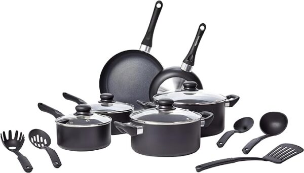 Amazon Basics Non-Stick Cookware 15-Piece Set,