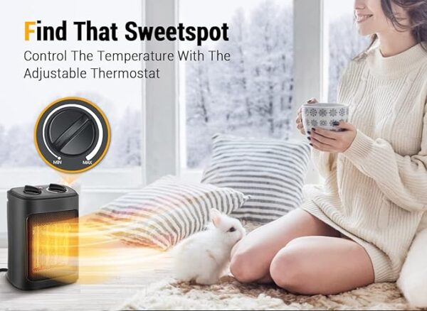 Space Heater, 1500W Electric Heaters Indoor Portable with Thermostat - Image 6