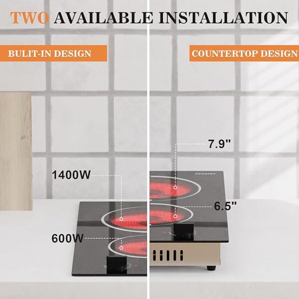 2 Burner Electric Cooktop - 12 Inch Plug in Portable - Image 3