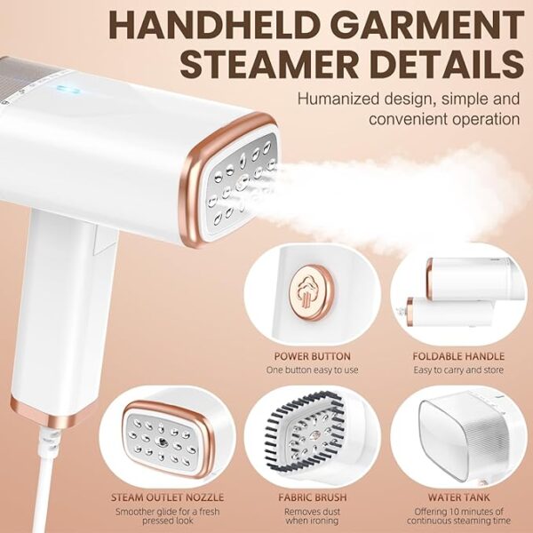 Portable Handheld Steam Garment Steamer Foldable: - Image 4