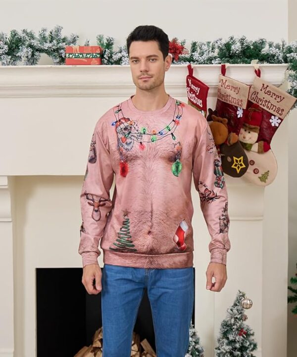 Idgreatim Unisex Ugly Christmas Crewneck Sweatshirt Novelty 3D Graphic Long Sleeve Sweater Shirt - Image 3