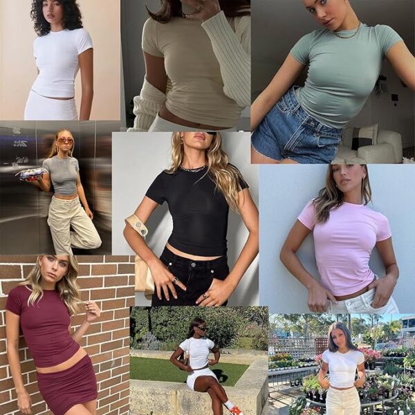 Abardsion Women's Casual Basic Going Out Crop Tops Slim - Image 3