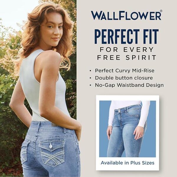 WallFlower Luscious Curvy Bootcut Jeans for Women Mid - Image 3