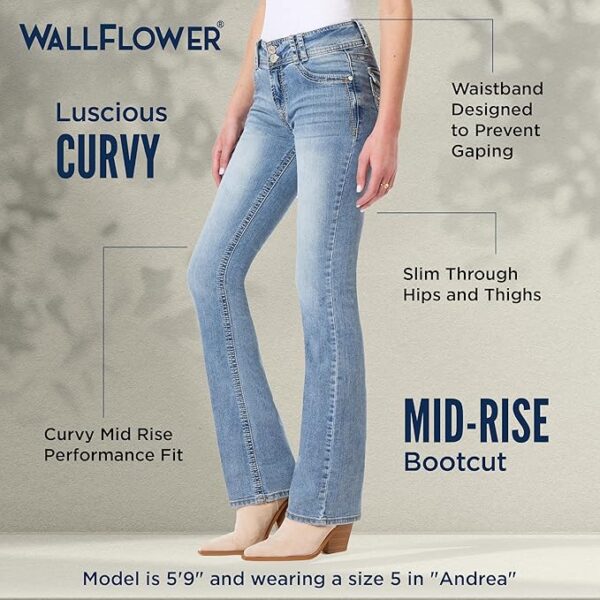 WallFlower Luscious Curvy Bootcut Jeans for Women Mid - Image 4