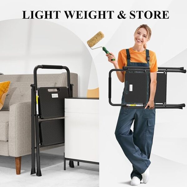 Folding Step Stool with Wide Anti-Slip Pedal - Image 3