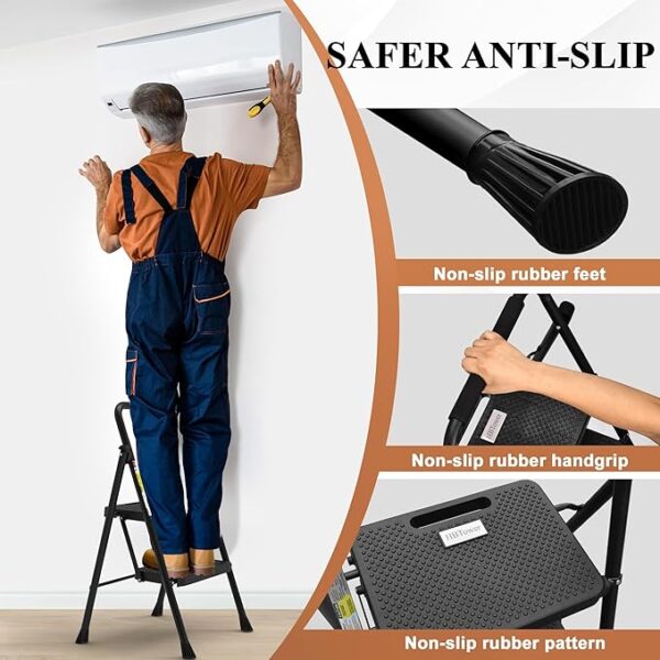 Folding Step Stool with Wide Anti-Slip Pedal - Image 4