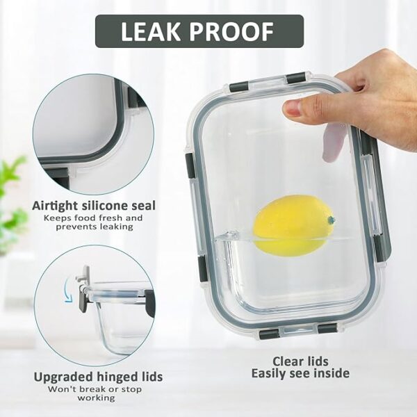 Glass Food Storage Containers with lids, - Image 3