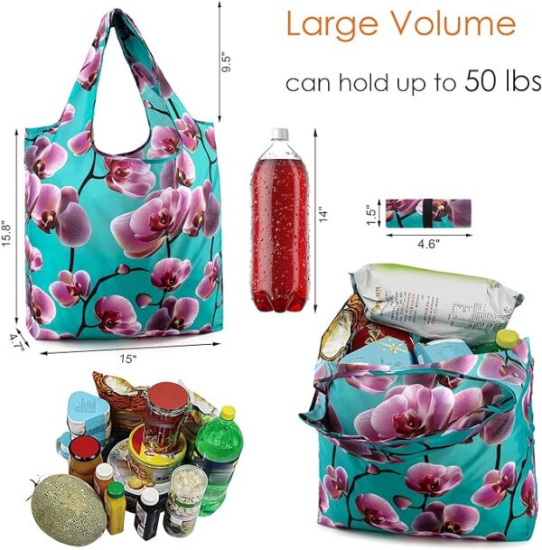 BeeGreen 10 Pack Washable Floral Grocery Bags for Shopping - Image 3