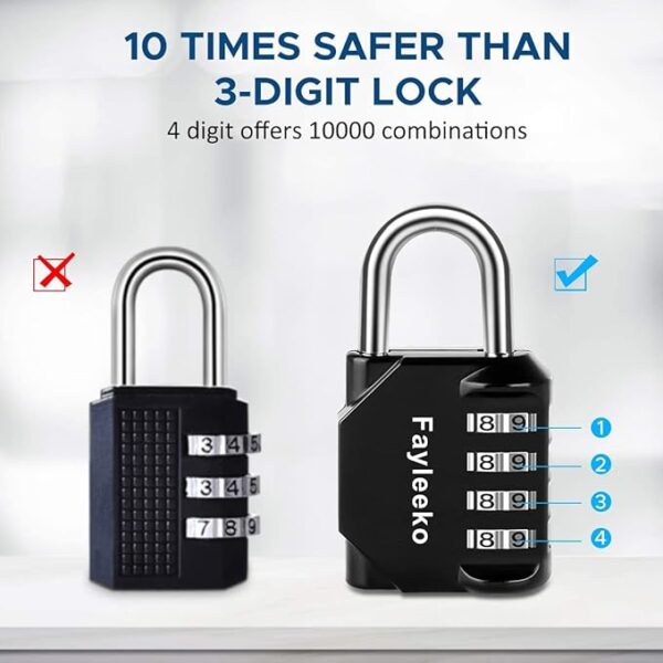 4 Digit Combination Padlock for School Gym Sports Locker - Image 3